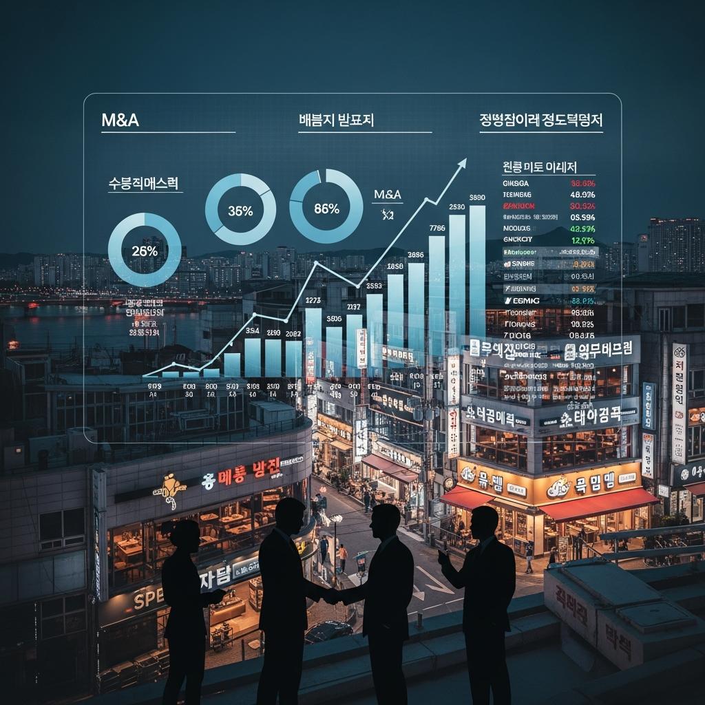 Illustration of 대한민국 외식 산업 M&A 동향: 시장 트렌드 및 향후 전망