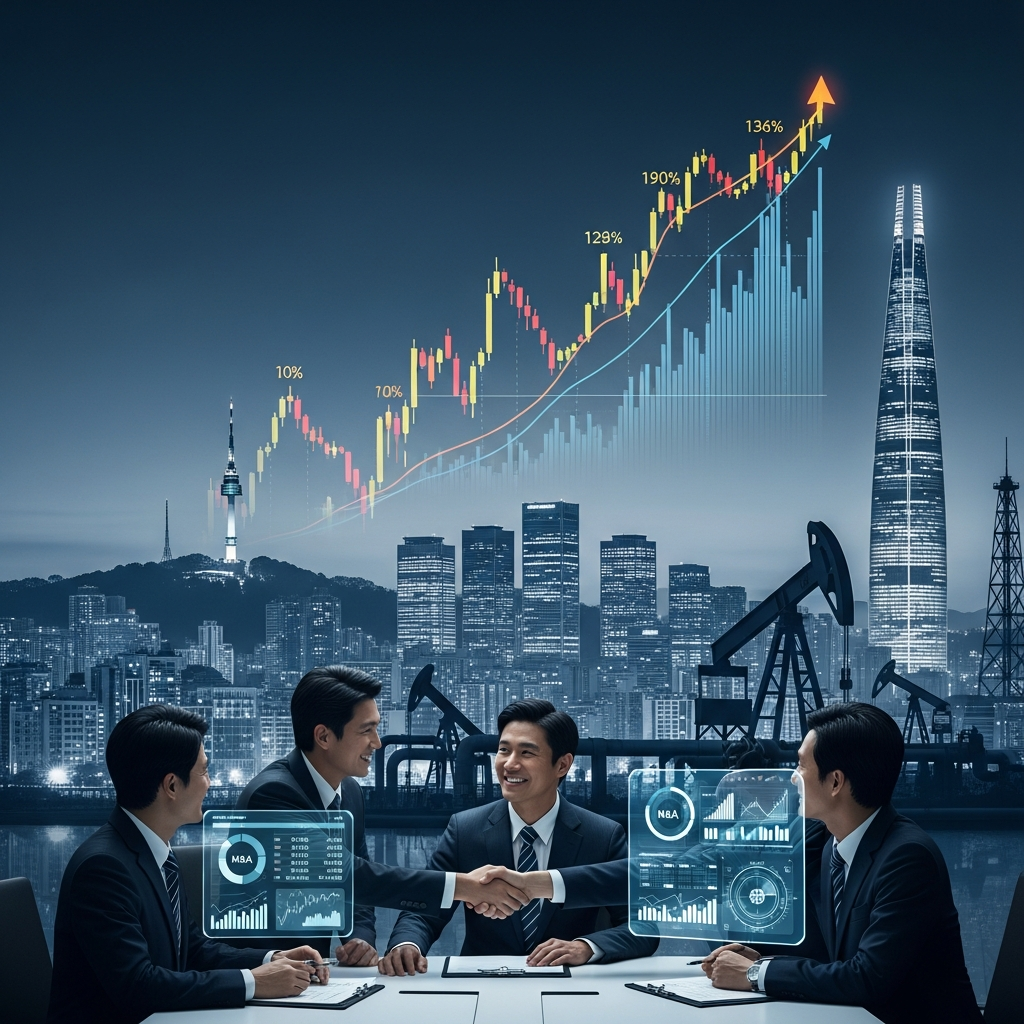 Illustration of 국제 유가 상승이 대한민국 M&A 시장에 미치는 영향 및 전망